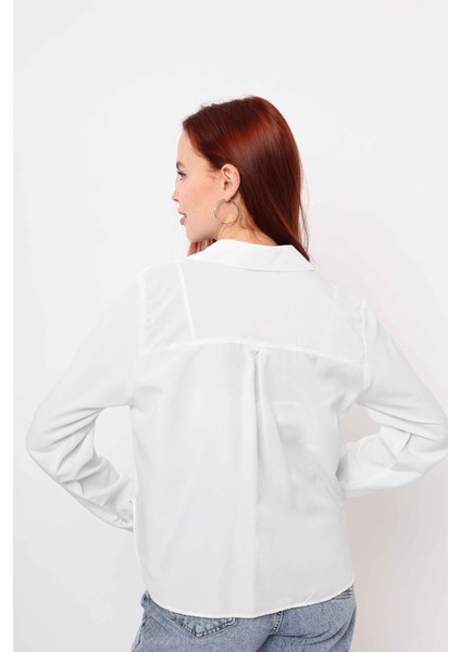 Munn Collection Cepli Uzun Kol Gömlek - Beyaz