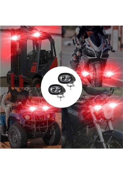 Motosiklet Forklift Atv Uyarı Iz Lambası Mercekli Kırmızı Işık 12-80 Volt 2 Adet indirimleri