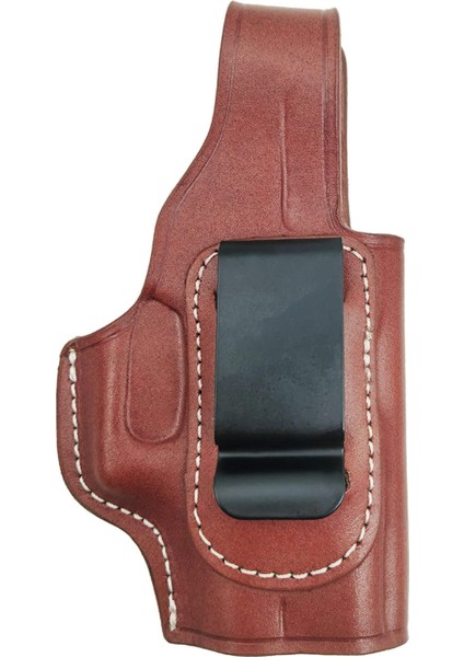 Glock 43 Uyumlu Kemer Içi Gerçek Deri Metal Mandallı Kahverengi Silah Kılıfı