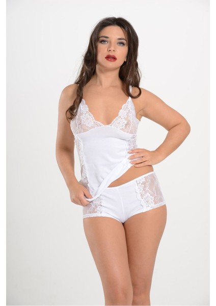 ASM1321 Kadın Ekru Penye Atlet Şort Fantastik Set Takım fiyatları