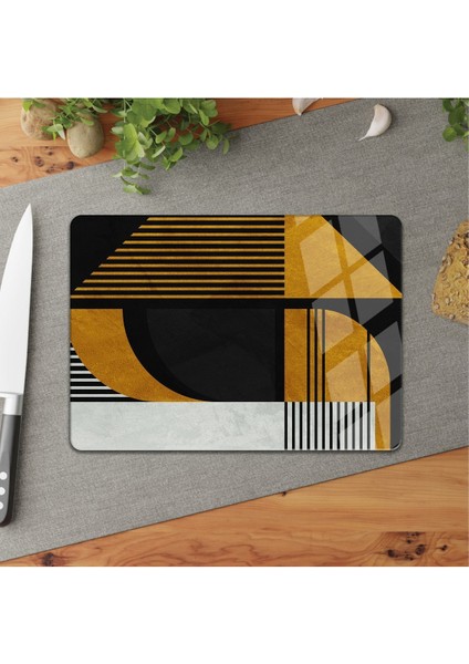 Cam Kesme Tahtası | Geometrik Siyah Altın 25*35 Cam Kesme Tablası