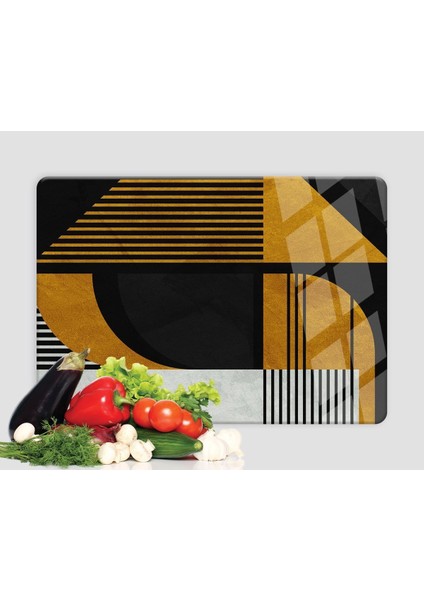 Cam Kesme Tahtası | Geometrik Siyah Altın 25*35 Cam Kesme Tablası modelleri