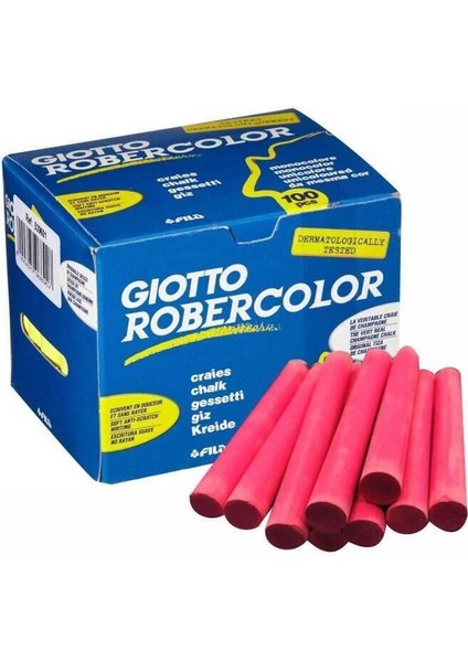 Robercolor Tozsuz Tebeşir, 100'LÜ, Kırmızı, Kalsiyum Karbonatlı