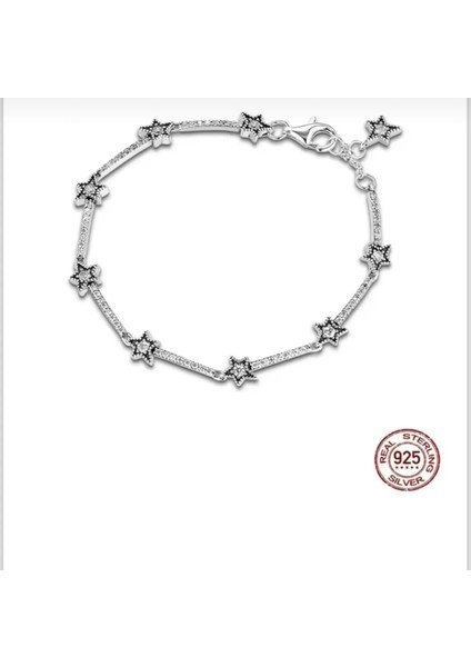 925 Gümüş Yıldız Gümüş Bileklik Gökyüzü Gökyüzündeki Yıldız Bileklik 925 Gümüş