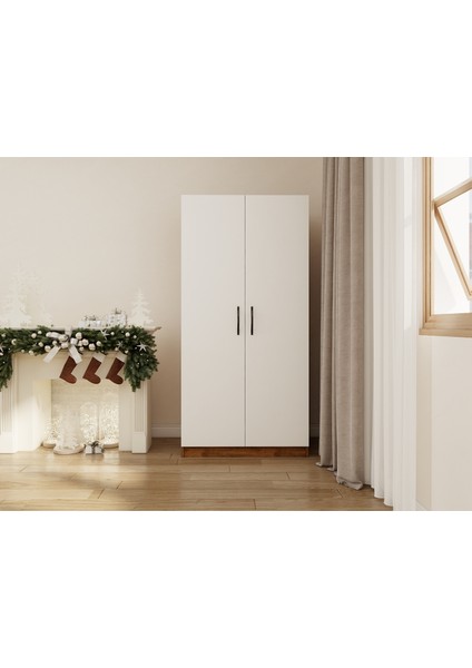 2 Kapaklı Bölmeli Gardırop Amalfi-Beyaz