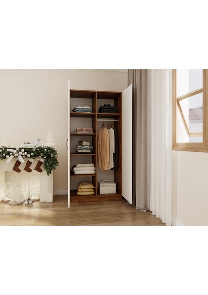 2 Kapaklı Bölmeli Gardırop Amalfi-Beyaz modelleri