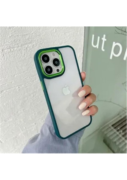 IPHONE 14 Pro Pen Renkli Kenarlı Şeffaf Silikon Kılıf