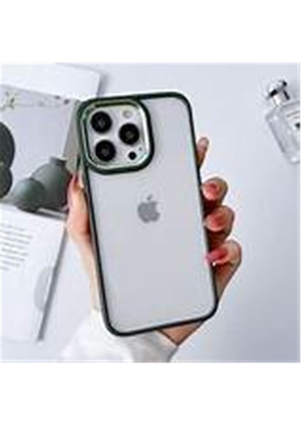IPHONE 14 Pro Pen Renkli Kenarlı Şeffaf Silikon Kılıf