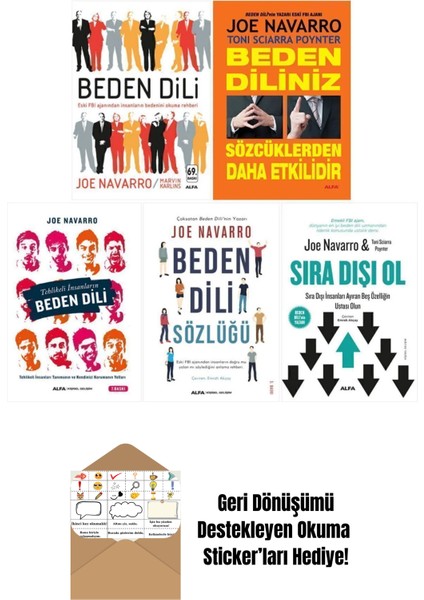 Joe Navarro 5 Kitap Set - Beden Dili + Okuma Sticker'ları