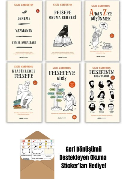 Nigel Warburton 6 Kitap Felsefe Seti A Dan Z Ye Düşünmek Felsefeye Giriş + Okuma Sticker'ları
