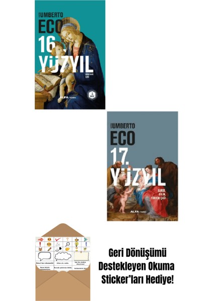 16. Yüzyıl + 17. Yüzyıl Umberto Eco 2 Kitap Set Ciltli + Okuma Sticker'ları