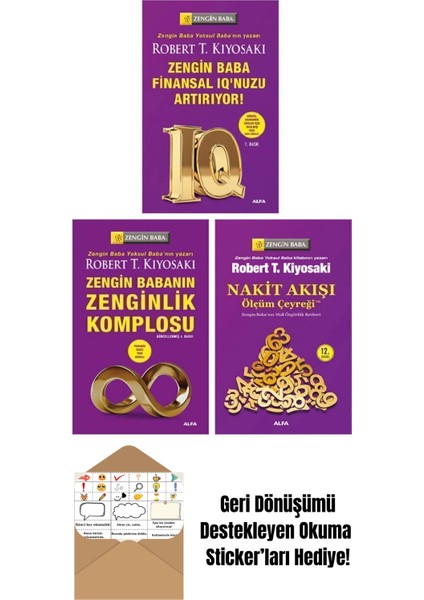 Robert T. Kiyosaki 3 Kitap Set/zengin Baba Finansal Iq'nuzu Artırıyor + Okuma Sticker'ları