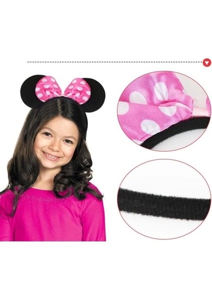 Pembe Fiyonklu Minnie Mouse Tacı Mini Kulak