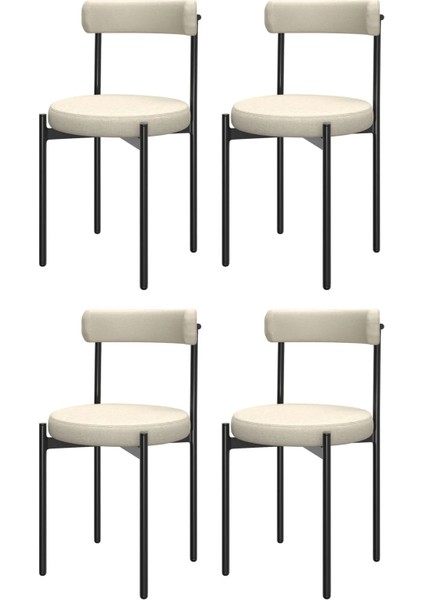 Ege 4 Kişilik Mutfak Masa Takımı -Krem Kumaş 70X110 W Mutfak Masası Ege Sandalye Krem Kumaş