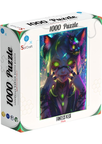 1000 Parça Puzzle Kedi Neon