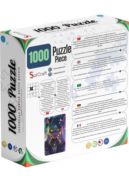 1000 Parça Puzzle Kedi Neon