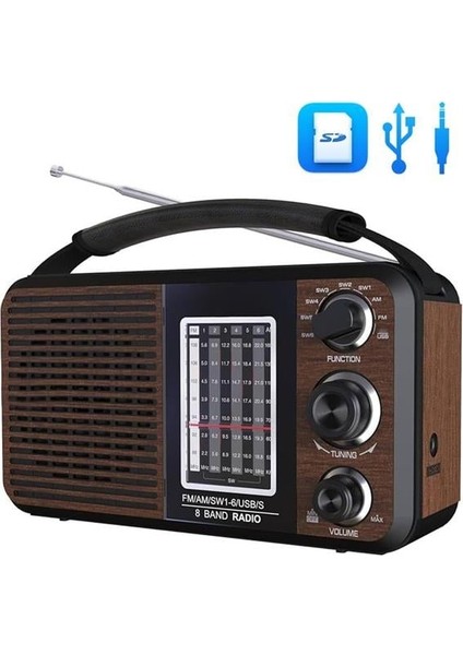 Magicvoice USR11 Portatif Analog Radyo Fm-Usb-Sd/mmc-Aux (88-108 Fm Frekans Aralığı)