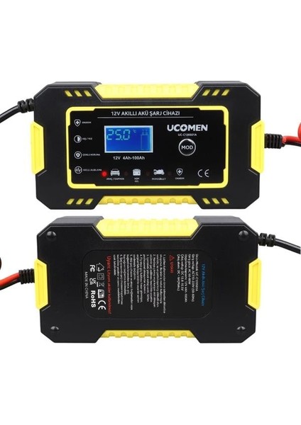 Ucomen UC-C120501A Sarı 12 Volt 6 Amper LED Göstergeli Akü Şarj Cihazı