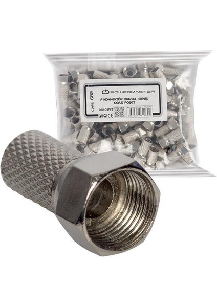 F Konnektör Rg6-U4 Geniş 18 mm (100 Adet)