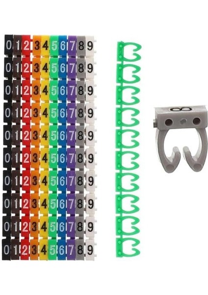 Powermaster 0-9 Dijital Kodlu Renkli Kablo Işaretleyici 4mm