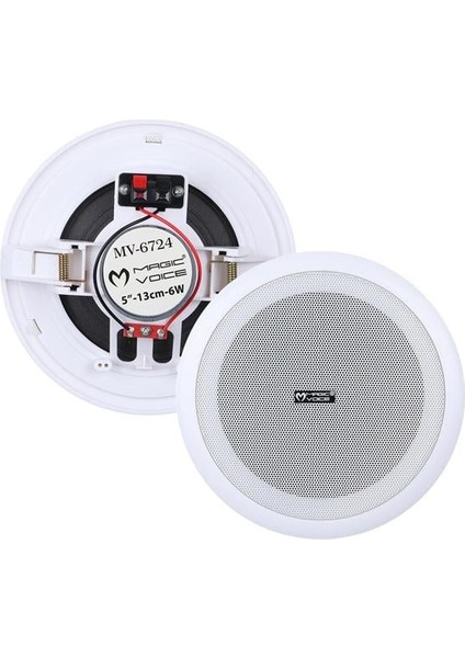 Magicvoice MV-6724 13 cm 6 Watt 8 Ohm 5" Beyaz Trafosuz Alçıpan Hoparlör
