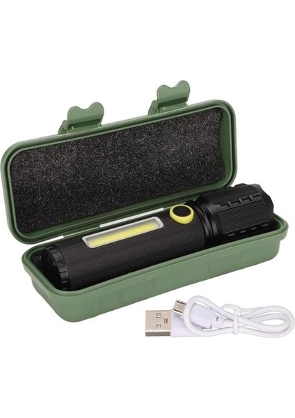 Powermaster Jf-72 Power Led, Cob LED Zoomlu Flash Özellikli Şarjlı Metal Kasa Profesyonel El Feneri