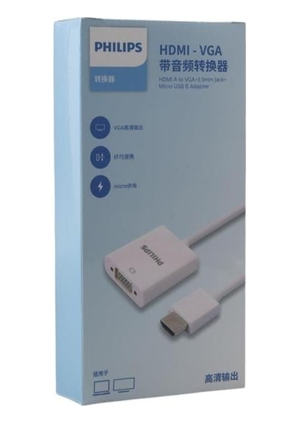 Philips SWR1620A/93 HDMI To VGA Laptop - Pc Monitör Görüntü Converter Çevirici (Projeksiyon Uyumlu)