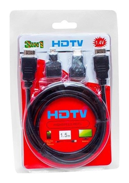 Powermaster HDMI Kablo 3in1 Set 1.5 Metre (Hdmı+Micro Hdmı+Mini Hdmı)