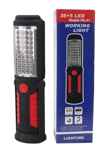 Powermaster Pe-41 36+5 Ledli 2 Modlu Kancalı Mıknatıslı Pilli Çalışma Lambası