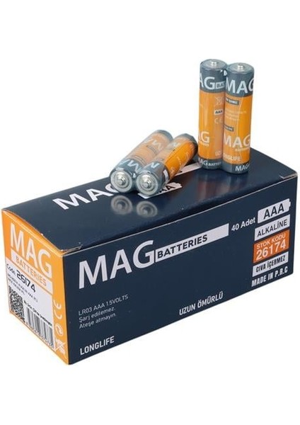MG-26174 Alkalin Aaa 40'lı Ince Kalem Pil Kumanda Pili (Aaa, LR03, Am-4)
