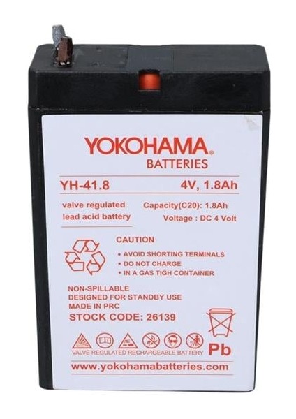 Yh-41.8 4 Volt - 1.8 Amper Akü (50X76X22 Mm)