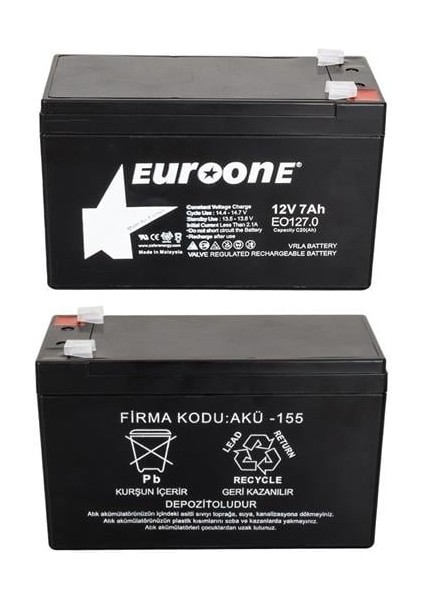 EO127.0 12 Volt 7 Amper Bakımsız Kuru Akü