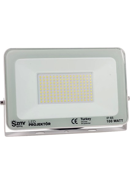 100 Watt - 220 Volt 6500K IP65 150* Işık Açısı Beyaz Slim Kasa LED Projektör