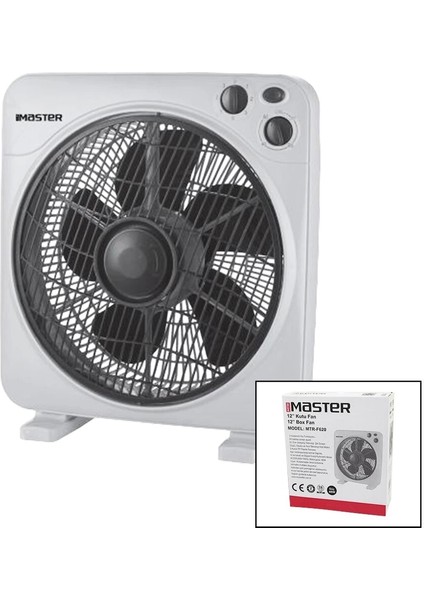 12 Inç Kutu Fan Vantilatör 3 Kademe Hız 5 Plastik Kanat 40W 60DK.ZAMAN Ayarlı MTR-F620