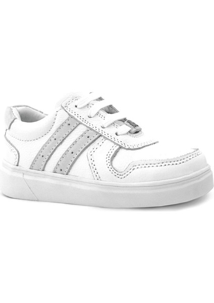 Hakiki Deri Beyaz Bağcıklı Fermuarlı Çocuk Sneaker Ayakkabı fiyatları