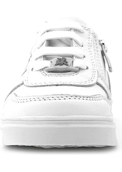 Hakiki Deri Beyaz Bağcıklı Fermuarlı Çocuk Sneaker Ayakkabı fırsatları