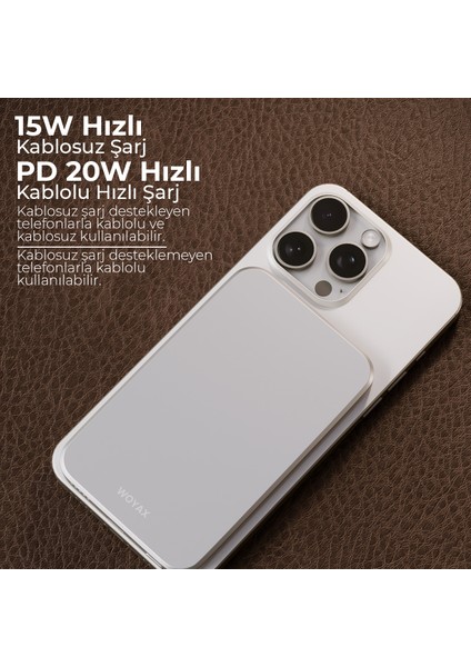 By Deji Magsafe Powerbank 5000 Mah 20w Hızlı Taşınabilir Batarya iPhone 12 13 14 15 16 Pro Max Mini - BEYAZ