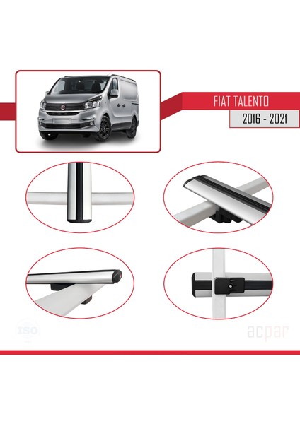 Fiat Talento 2016-2021 Arası ile Uyumlu Basıc Model Ara Atkı Tavan Barı Gri 4 Adet