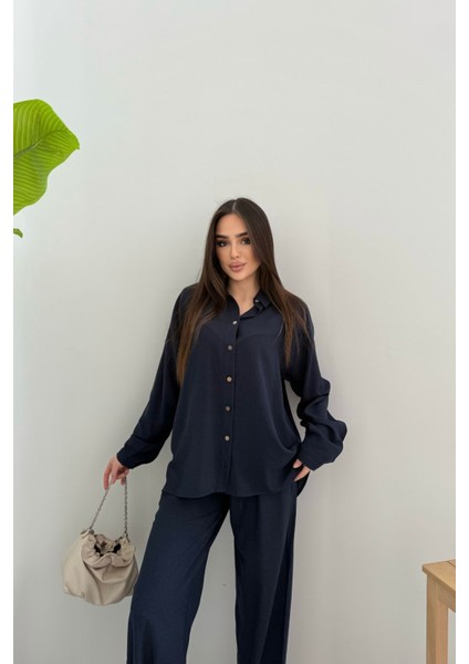 Kadın Ikili Rahat Kesim Keten Gömlek Pantolon Alt Üst Takım fiyatları