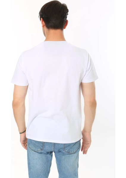 Erkek Beyaz %100 Pamuk Regular Fit Bisiklet Yaka Kısa Kol Basic T-Shirt fırsatları