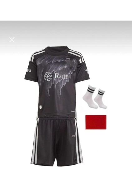 Bêşiktâş 2023-24 Siyah Kartal Kanat Desenli Çocuk Deplasman Forması 4 Lü SET-ZP01
