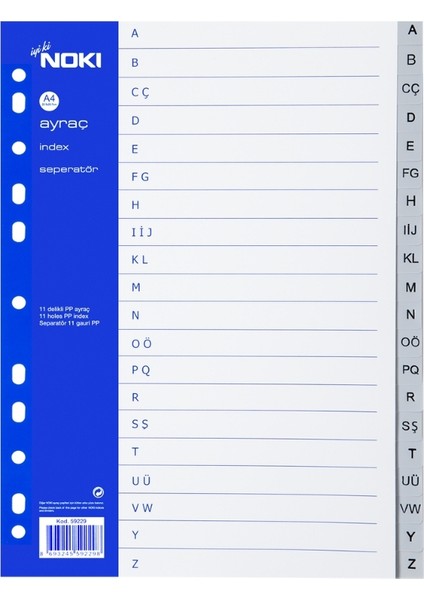 A4 Separatör, A-Z Harfli, Düzenli Arşivleme Için, Uzun Ömürlü