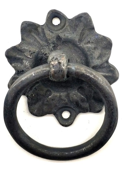 Antika Tarz Dekoratif Pirinç Çiçek Mobilya Kulbu, Kapı Kilit Halkası - 50MM, Oksit