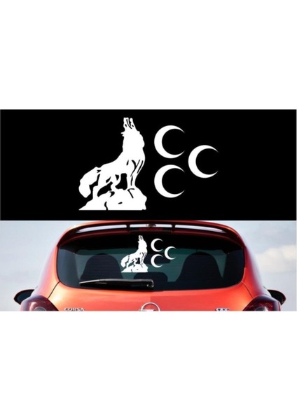 Uluyan Bozkurt Üç Hilal Oto Sticker 32*22 cm