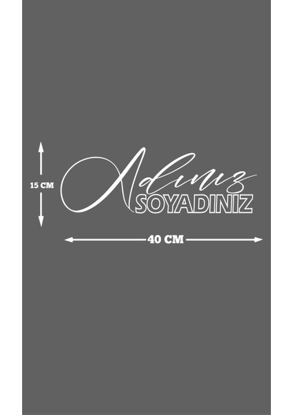 Isim Soyisim Özel Tasarım Oto Cam Yazı Sticker 40*15 cm