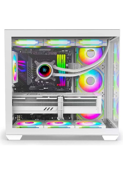 Prime V2 Kumandalı A-rgb 7x120mm Fanlı Özel Vidasız Paneller Beyaz Gaming Boş Bilgisayar Kasası