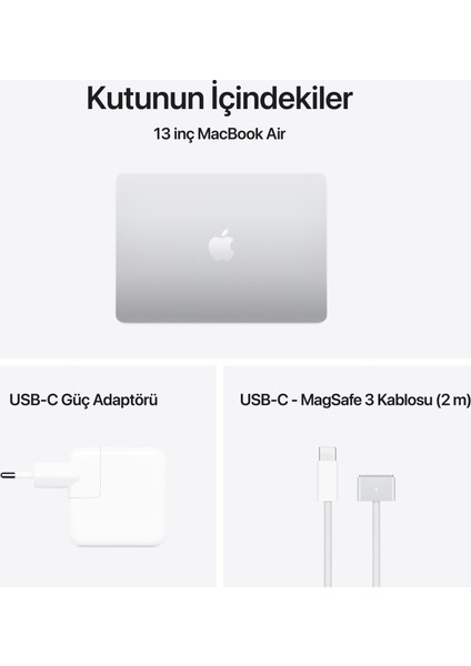MacBook Air M4 16GB 256GB SSD macOS 13" Taşınabilir Bilgisayar Gümüş MW0W3TU/A
