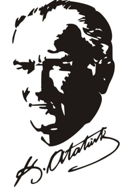 Kemal Atatürk ve Imzası Tasarım Oto Arka Cam Sticker Siyah 20*13 cm