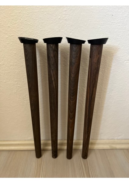 41 cm koyu Meşe Ahşap Konik Mobilya Ayağı – 4’lü Set | Masa, Sehpa, Komodin Uyumlu | Aparat ve Vidalar Dahil