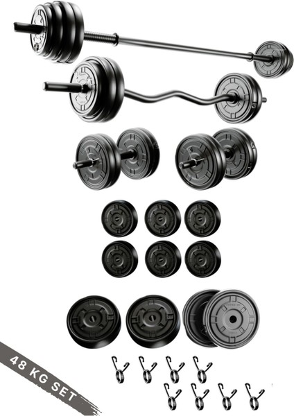 48 kg Z-Barlı Megaset Halter Seti ve Dambıl Seti ,ağırlık Seti , Fitness Seti,dumbell